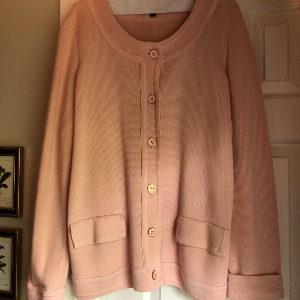 Talbots Pink Cardigan with Enamel Buttons